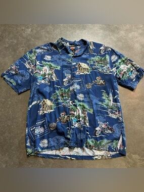 Vintage Harley Davidson Hawaiian Shirt Sz XL